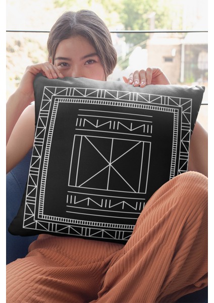 Çift Taraflı Kırlent Yastık Kılıfı Bohem Dokuma Premium Tay Tüyü Kumaş 43X43 Cm KRL431 fırsatları