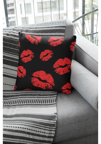 Kiss Öpücük Dokuma Premium Tay Tüyü Kumaş Çift Taraflı Kırlent Yastık Kılıfı 43X43 Cm KRL439 fiyatları