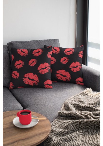 Kiss Öpücük Dokuma Premium Tay Tüyü Kumaş Çift Taraflı Kırlent Yastık Kılıfı 43X43 Cm KRL439 modelleri