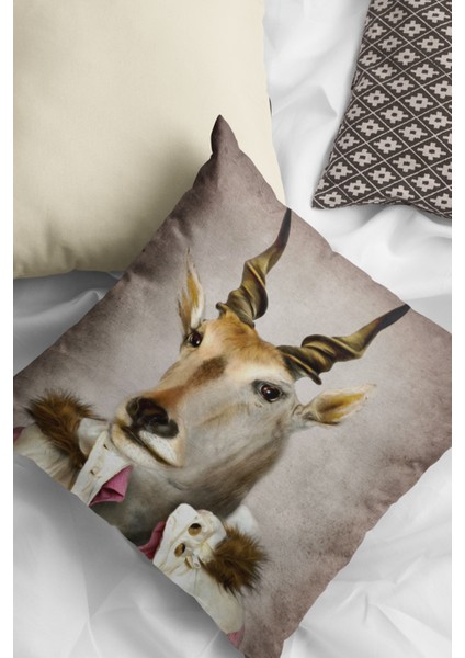 Premium Tay Tüyü Kıyafetli Bayan Antilop Çift Taraflı Kırlent Kılıfı Dokuma Kumaş 43X43 Cm KRL873 fiyatları