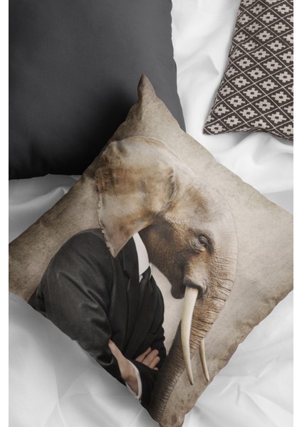 Kıyafetli Fil Premium Tay Tüyü Dokuma Kumaş Çift Taraflı Kırlent Kılıfı 43X43 Cm KRL954 fiyatları