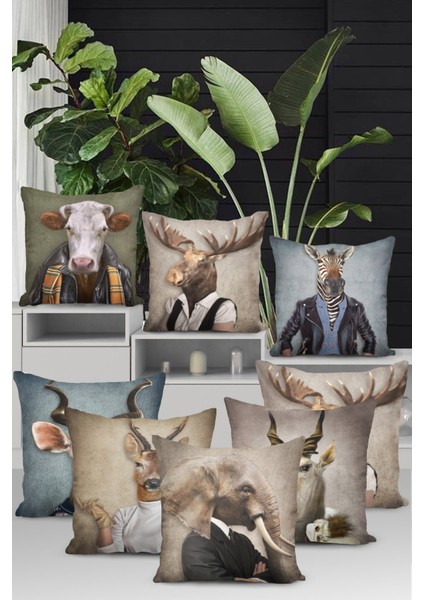 Dokuma Premium Tay Tüyü Kumaş Kıyafetli Aslan Çift Taraflı Kırlent Kılıfı 43X43 Cm KRL956 modelleri