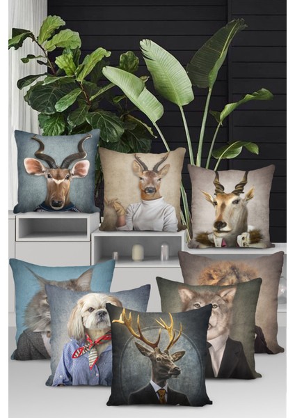 Dokuma Premium Tay Tüyü Kumaş Kıyafetli Aslan Çift Taraflı Kırlent Kılıfı 43X43 Cm KRL956 indirimleri