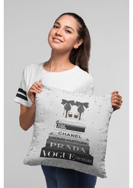 Modern Premium Tay Tüyü Dokuma Kumaş Çift Taraflı Moda Kırlent Yastık Kılıfı 43X43 Cm KRL887