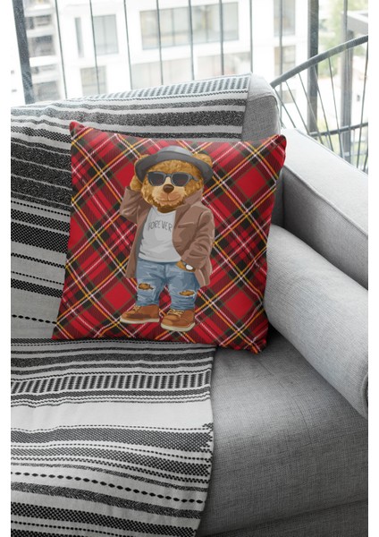Dokuma Premium Tay Tüyü Kumaş Çift Taraflı Mr. Teddy Bear Kırlent Yastık Kılıfı 43X43 Cm KRL909 fiyatları