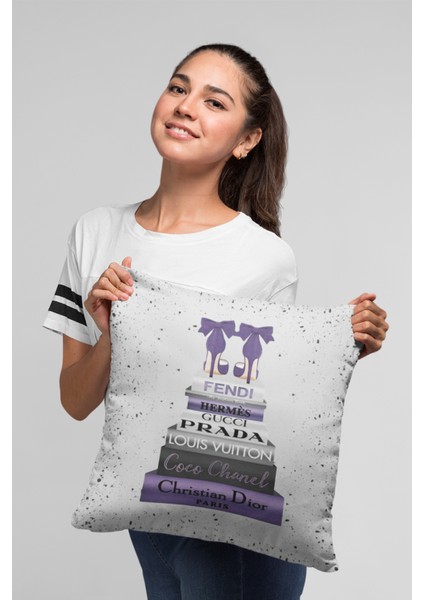 Modern Premium Tay Tüyü Dokuma Kumaş Çift Taraflı Moda Kırlent Yastık Kılıfı 43X43 Cm KRL883