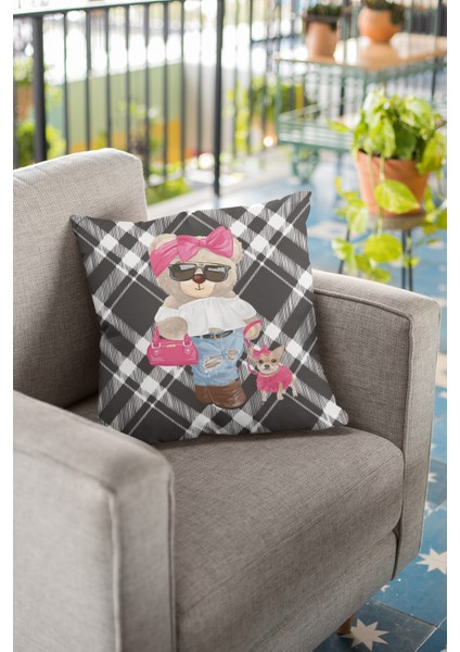 Mrs. Teddy Bear Çift Taraflı Kırlent Yastık Kılıfı Premium Tay Tüyü Dokuma Kumaş 43X43 Cm KRL915 indirimleri