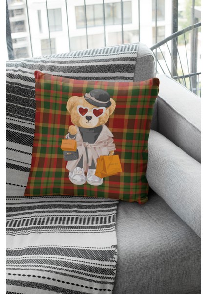 Dokuma Premium Tay Tüyü Kumaş Çift Taraflı Mrs. Teddy Bear Kırlent Yastık Kılıfı 43X43 Cm KRL921 indirimleri