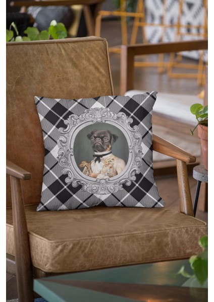 Premium Tay Tüyü Dokuma Kumaş Çift Taraflı Kıyafetli Hayvanlar Köpek Kırlent Kılıfı 43X43 Cm KRL936 fiyatları