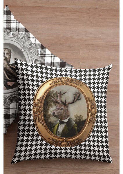 Kıyafetli Hayvanlar Geyik Premium Tay Tüyü Dokuma Kumaş Çift Taraflı Kırlent Kılıfı 43X43 Cm KRL941 fiyatları