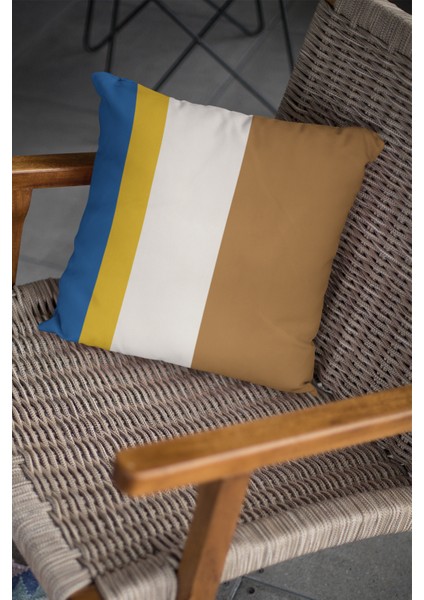Tay Tüyü Dokuma Sade Çizgili Premium Kumaş Çift Taraflı Kırlent Yastık Kılıfı 43X43 Cm KRL969
