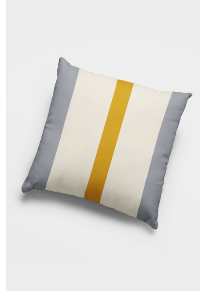 Sade Çizgili Premium Tay Tüyü Dokuma Kumaş Çift Taraflı Kırlent Yastık Kılıfı 43X43 Cm KRL977