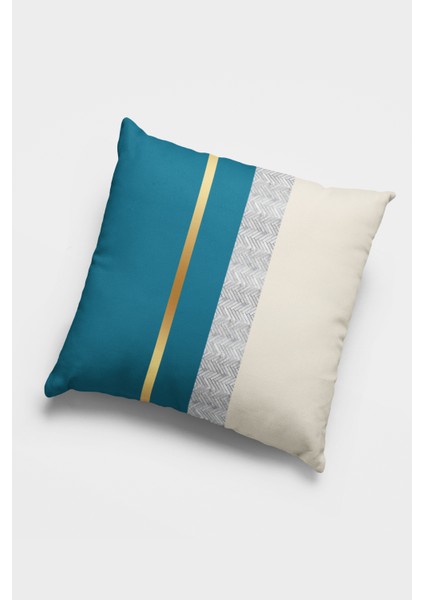 Premium Tay Tüyü Dokuma Kumaş Çift Taraflı Varak Çizgili Kırlent Yastık Kılıfı 43X43 Cm KRL981