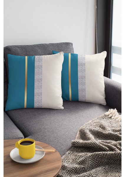 Premium Tay Tüyü Dokuma Kumaş Çift Taraflı Varak Çizgili Kırlent Yastık Kılıfı 43X43 Cm KRL981 fırsatları