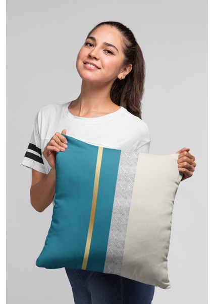Premium Tay Tüyü Dokuma Kumaş Çift Taraflı Varak Çizgili Kırlent Yastık Kılıfı 43X43 Cm KRL981 indirimleri