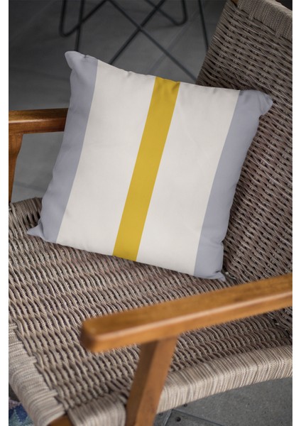 Sade Çizgili Premium Tay Tüyü Dokuma Kumaş Çift Taraflı Kırlent Yastık Kılıfı 43X43 Cm KRL977