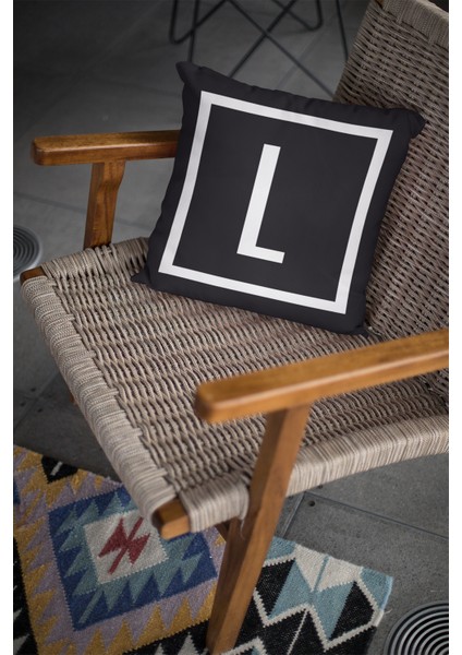 43X43 Cm Siyah Tay Tüyü Döşemelik Premium Kumaş Dekoratif Çift Taraflı L Harfli Yastık Kılıfı KRL606 fiyatları