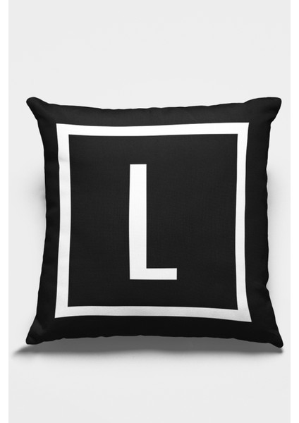 43X43 Cm Siyah Tay Tüyü Döşemelik Premium Kumaş Dekoratif Çift Taraflı L Harfli Yastık Kılıfı KRL606 modelleri
