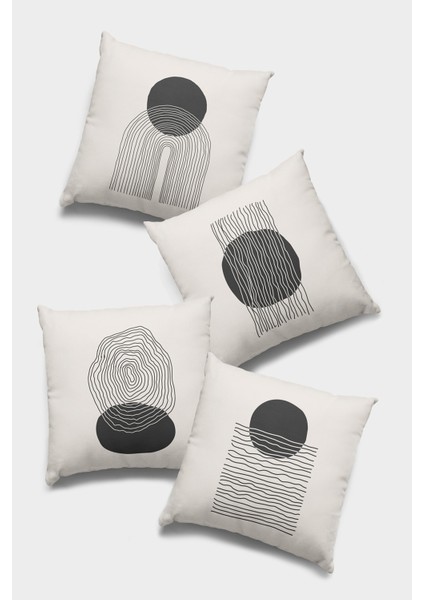 Çift Taraflı 4'lü Kırlent Kılıfı 43X43 Cm Gizli Fermuar Dokuma Tay Tüyü Premium Kumaş 4KR007