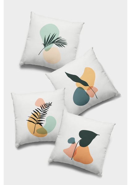 Çift Taraflı 4'lü Kırlent Kılıfı 43X43 Cm Gizli Fermuar Premium Dokuma Tay Tüyü Kumaş 4KR009