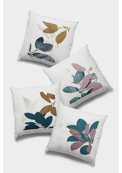 Çift Taraflı 4'lü Kırlent Kılıfı 43X43 Cm Gizli Fermuar Tay Tüyü Premium Dokuma Kumaş 4KR010