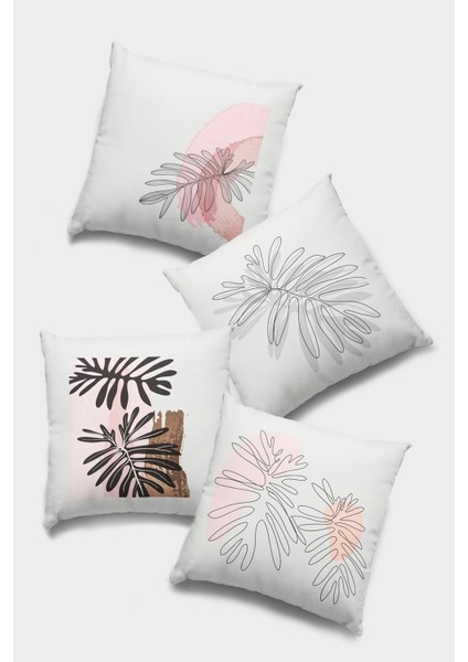 Çift Taraflı 4'lü Kırlent Kılıfı 43X43 Cm Gizli Fermuar Dokuma Premium Tay Tüyü Kumaş 4KR011