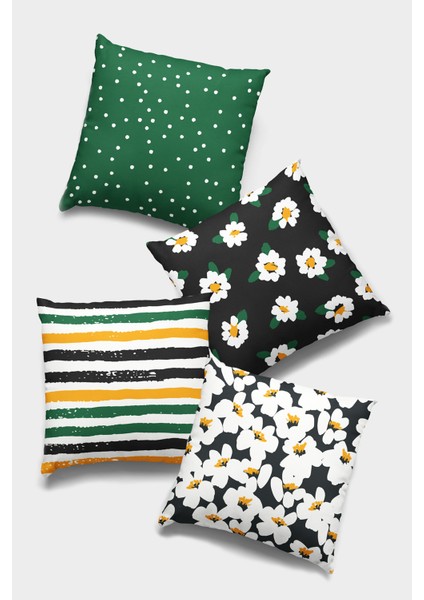 Çift Taraflı 4'lü Kırlent Kılıfı 43X43 Cm Gizli Fermuar Dokuma Tay Tüyü Premium Kumaş 4KR013