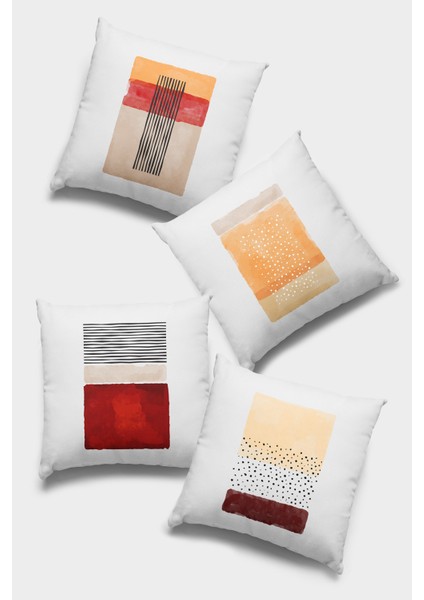 Çift Taraflı 4'lü Kırlent Kılıfı 43X43 Cm Gizli Fermuar Premium Kumaş Dokuma Tay Tüyü 4KR020