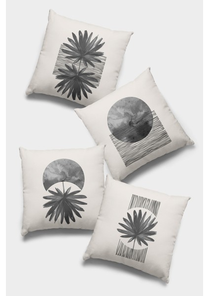 Çift Taraflı 4'lü Kırlent Kılıfı 43X43 Cm Gizli Fermuar Tay Tüyü Dokuma Premium Kumaş 4KR024