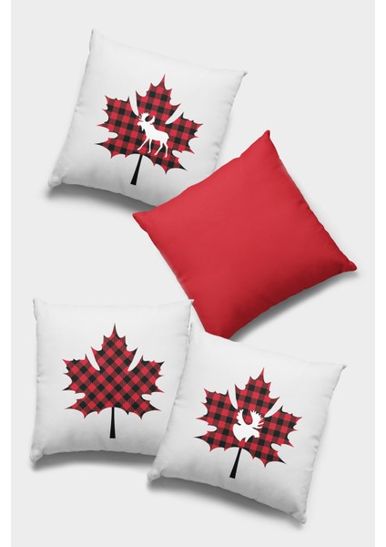 Çift Taraflı 4'lü Kırlent Kılıfı 43X43 Cm Gizli Fermuar Dokuma Premium Tay Tüyü Kumaş 4KR041