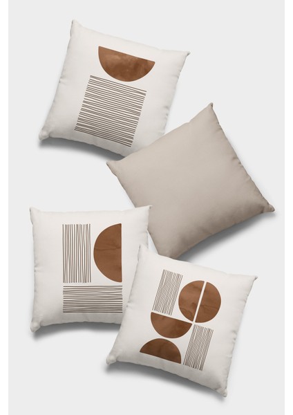 Çift Taraflı 4'lü Kırlent Kılıfı 43X43 Cm Gizli Fermuar Dokuma Premium Tay Tüyü Kumaş 4KR047