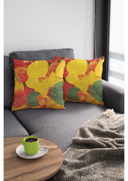 Yapraklı Dokuma Premium Tay Tüyü Kumaş Çift Taraflı Kırlent Yastık Kılıfı 43X43 Cm KRL070 modelleri