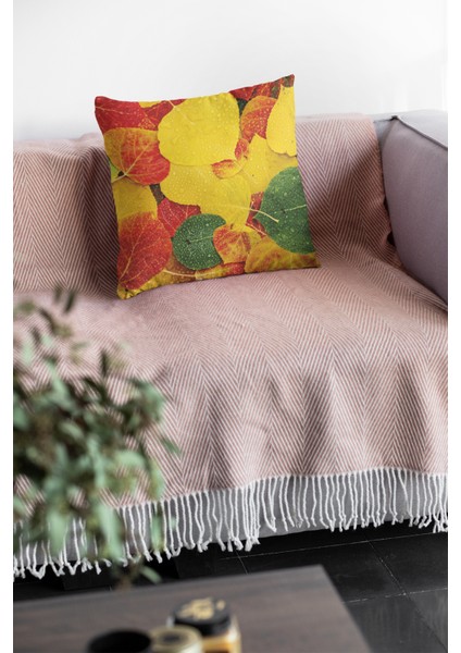 Yapraklı Dokuma Premium Tay Tüyü Kumaş Çift Taraflı Kırlent Yastık Kılıfı 43X43 Cm KRL070 fırsatları