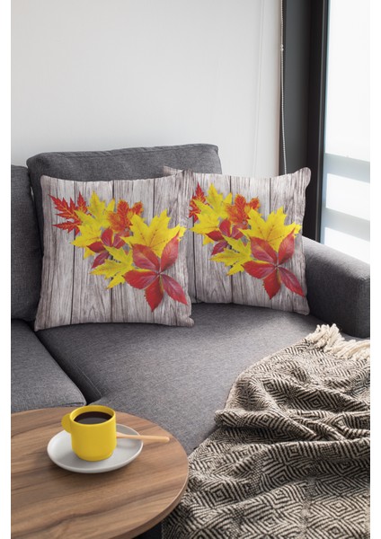 Çift Taraflı Kırlent Yastık Kılıfı Premium Tay Tüyü Dokuma Yapraklı Kumaş 43X43 Cm KRL104 modelleri