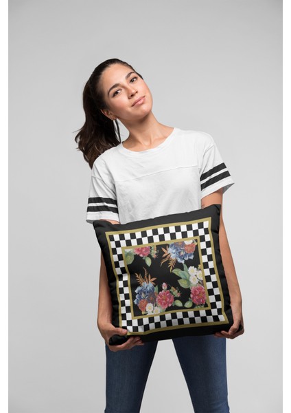 Premium Tay Tüyü Dokuma Kumaş Çift Taraflı Fas Desen Kırlent Yastık Kılıfı 43X43 Cm KRL222