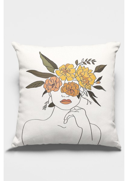 Premium Tay Tüyü Leke Tutmaz Kumaş Soyut Çift Taraflı Kırlent Yastık Kılıfı 43X43 Cm KRL341