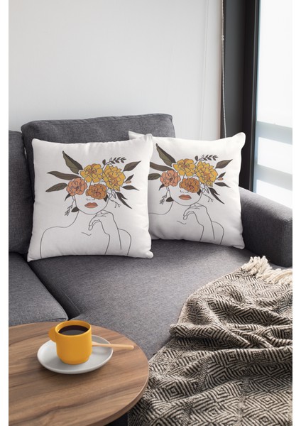 Premium Tay Tüyü Leke Tutmaz Kumaş Soyut Çift Taraflı Kırlent Yastık Kılıfı 43X43 Cm KRL341 modelleri