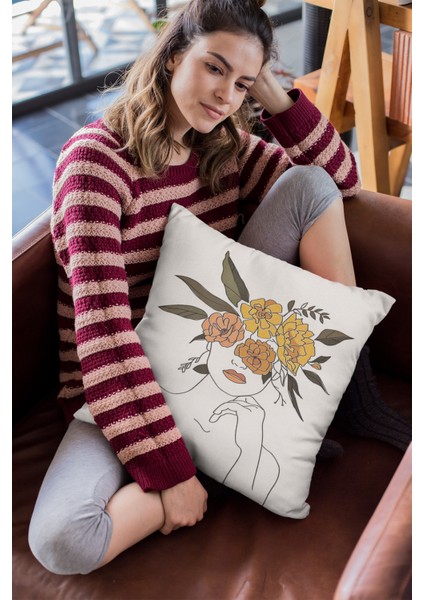 Premium Tay Tüyü Leke Tutmaz Kumaş Soyut Çift Taraflı Kırlent Yastık Kılıfı 43X43 Cm KRL341 fırsatları