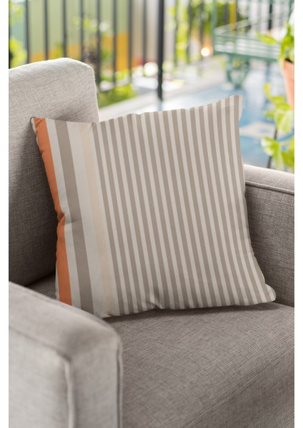 Premium Tay Tüyü Dokuma Kumaş Çift Taraflı Kırlent Yastık Kılıfı Çizgili 43X43 Cm KRL177