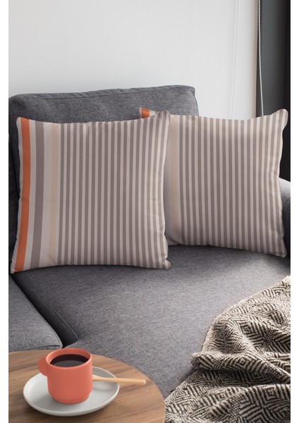 Premium Tay Tüyü Dokuma Kumaş Çift Taraflı Kırlent Yastık Kılıfı Çizgili 43X43 Cm KRL177 modelleri