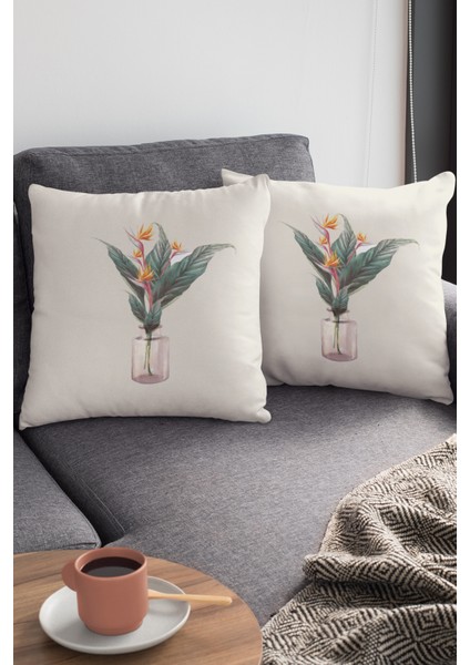 Tay Tüyü Dokuma Premium Kumaş Çift Taraflı Kırlent Yastık Kılıfı Çiçekli 43X43 Cm KRL107 modelleri