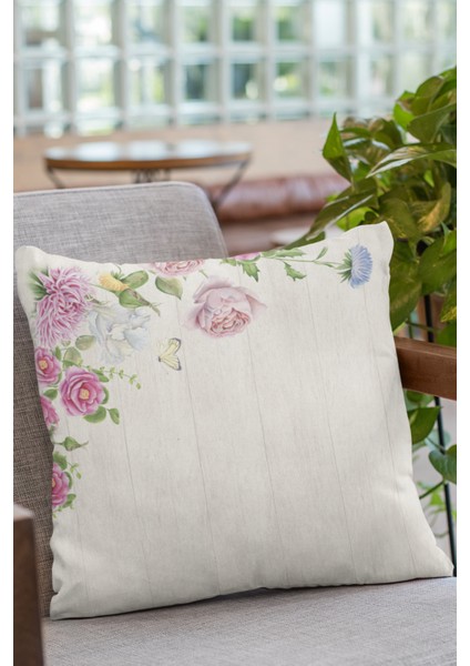 Premium Tay Tüyü Dokuma Kumaş Çiçekli Çift Taraflı Kırlent Yastık Kılıfı 43X43 Cm KRL315 fırsatları