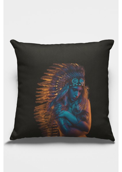 Kızıl Derili Dokuma Premium Tay Tüyü Kumaş Çift Taraflı Kırlent Yastık Kılıfı 43X43 Cm KRL053