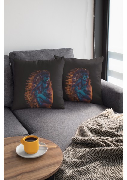 Kızıl Derili Dokuma Premium Tay Tüyü Kumaş Çift Taraflı Kırlent Yastık Kılıfı 43X43 Cm KRL053 modelleri