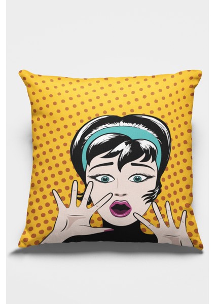 Tay Tüyü Dokuma Premium Kumaş Dekoratif Çift Taraflı Pop Art Kırlent Kılıfı 43X43 Cm KRL069 fiyatları