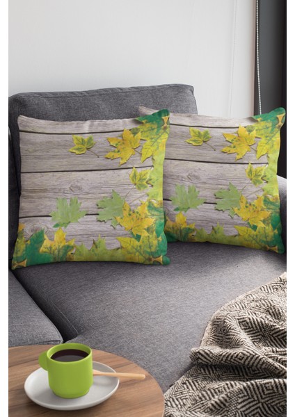 Çift Taraflı Kırlent Yastık Kılıfı Çınar 3D Dokuma Premium Tay Tüyü Kumaş 43X43 Cm KRL150