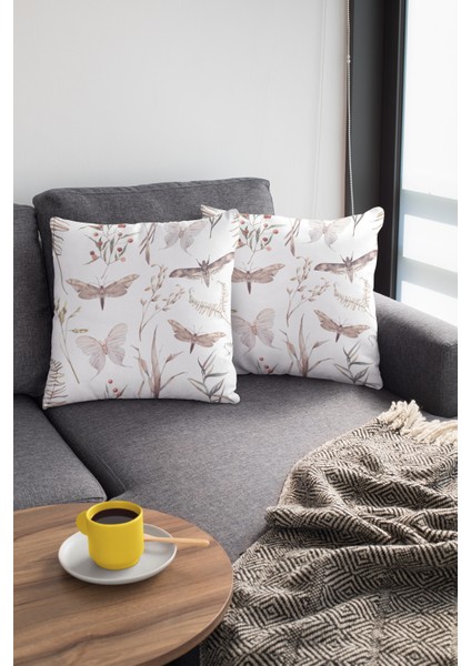 Premium Tay Tüyü Dokuma Kelebekli Kumaş Çift Taraflı Kırlent Yastık Kılıfı 43X43 Cm KRL084 modelleri