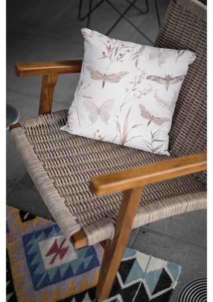 Premium Tay Tüyü Dokuma Kelebekli Kumaş Çift Taraflı Kırlent Yastık Kılıfı 43X43 Cm KRL084 fırsatları