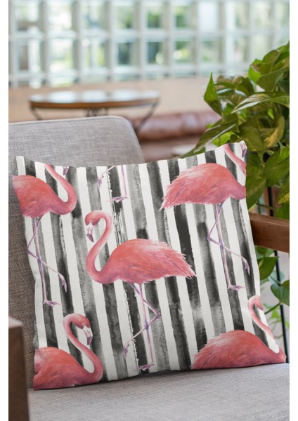 Flamingo Dokuma Premium Tay Tüyü Kumaş Çift Taraflı Kırlent Yastık Kılıfı 43X43 Cm KRL354