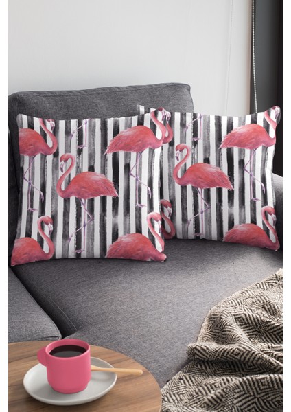 Flamingo Dokuma Premium Tay Tüyü Kumaş Çift Taraflı Kırlent Yastık Kılıfı 43X43 Cm KRL354
